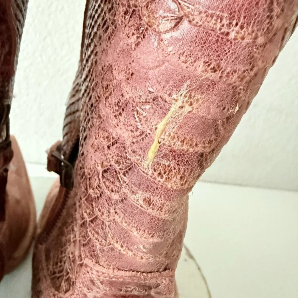 Lane NICE VICE Womens PInk Cowboy Boots Western Midi Calf Snip Toe Size 9.5 - Picture 4 of 13
